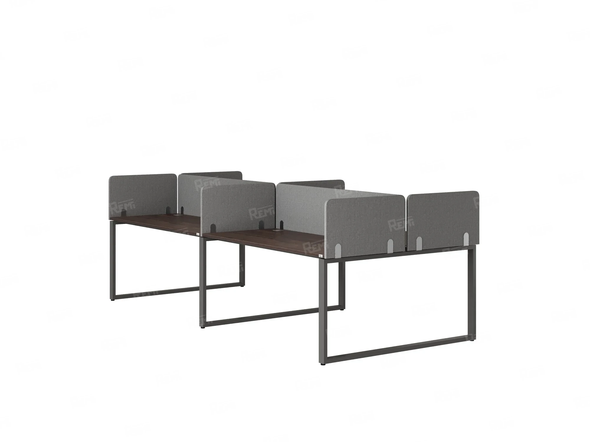 Бенч-система, 4 рабочих места, на О-образных опорах, 8 тканевых экранов 3200x1200x750 RM170-1-16x12 Дуб Апрельский шоколад/Серый