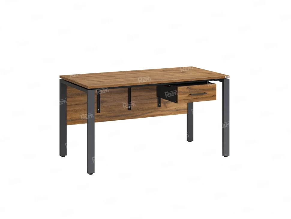 Стол прямой, подвесная тумба, ЛДСП экран, П-опора 1800x700x750 RM030-18x7 Дуб Юстус/Серый