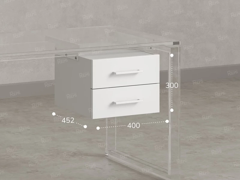Тумба подвесная, два ящика 400x452x300 RM201-16х8 Белый/Белый