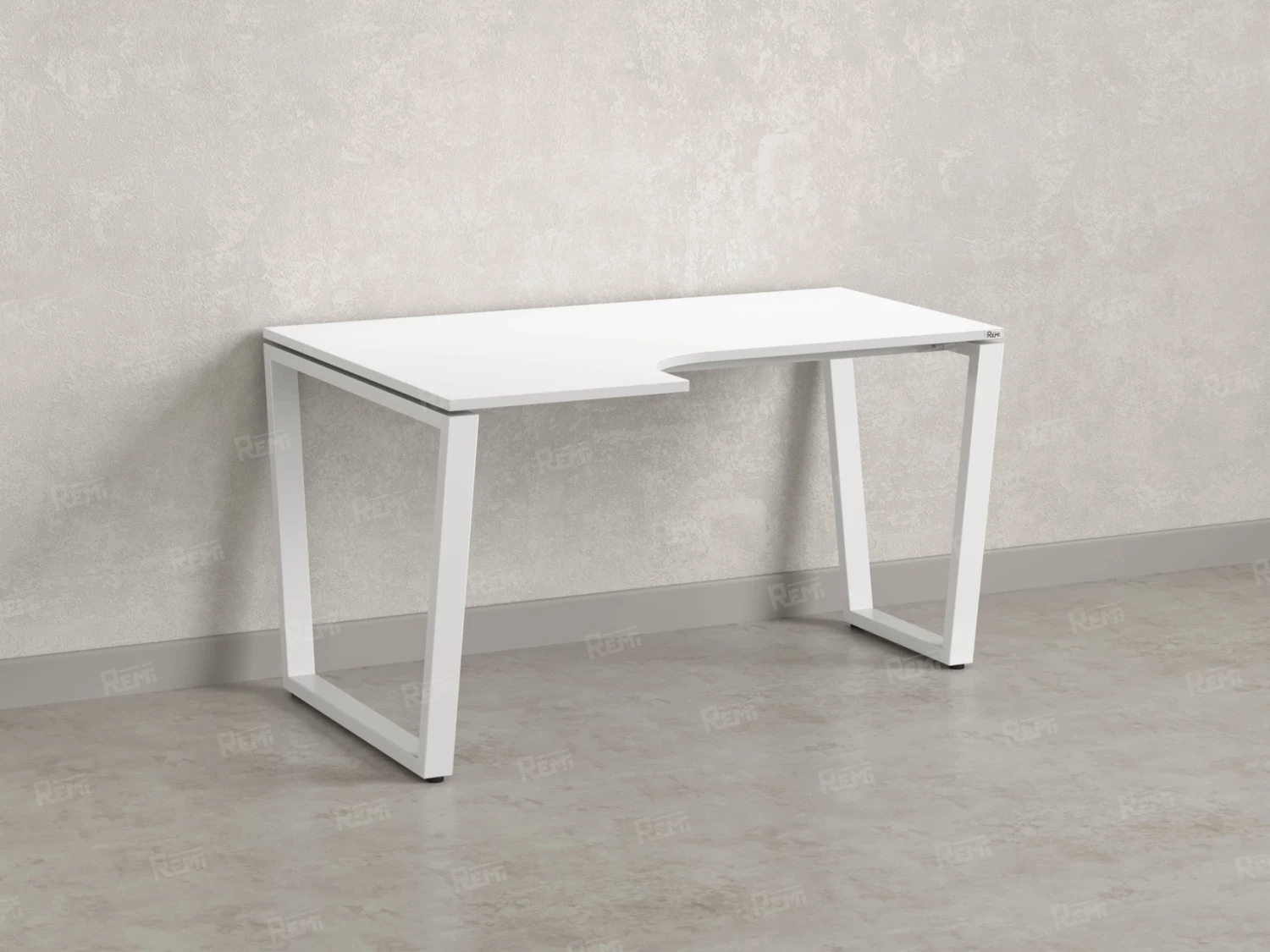 Стол угловой, U-опора, левый 1400x900/1200x750, RM051-14x9-12 Белый/Белый
