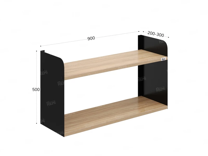 Полка настенная 900x300x500 RM190-90x30 Вяз Швейцарский светлый/Черный