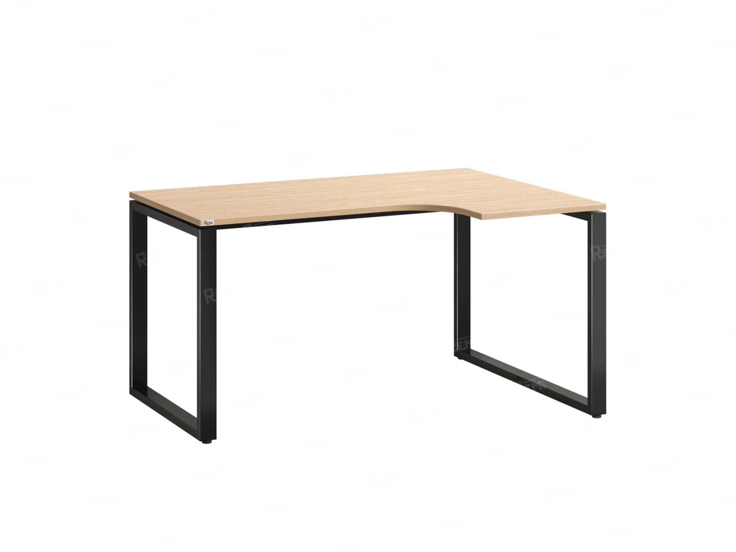 Стол угловой, О-опора, правый 1400x600/900x750, RM054-14x6-9 Вяз Швейцарский светлый/Черный
