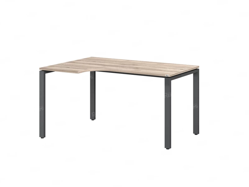 Стол угловой, П-опора, левый 1400x700/900x750, RM053-14x7-9 Дуб Маувелла/Серый