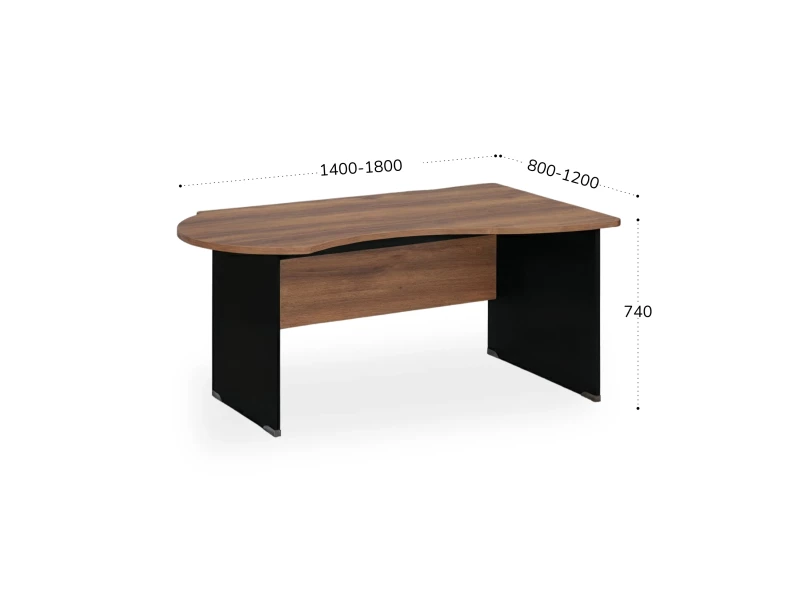 BRL RB004-140х80R Стол асимметричный правый 1400х800х740 Орех Вармия/Черный