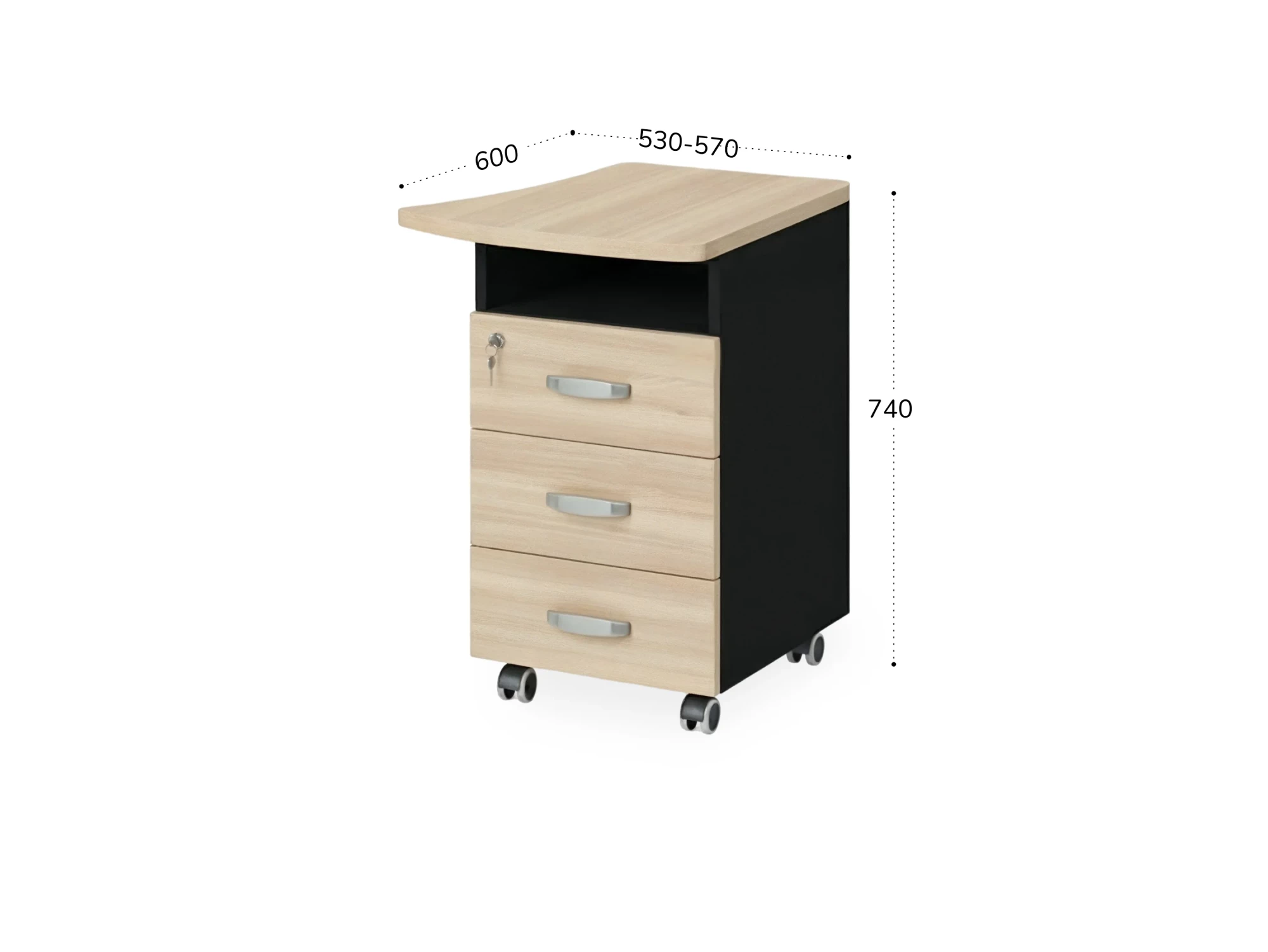 BRL RB086-57х60R Тумба приставная правая 570х600х740 Акация/Черный