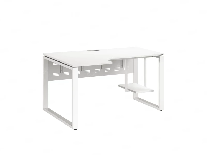 Стол угловой, экран металл, О-опора, левый 1800x900/1200x750, RM056-18x9-12 Белый/Белый