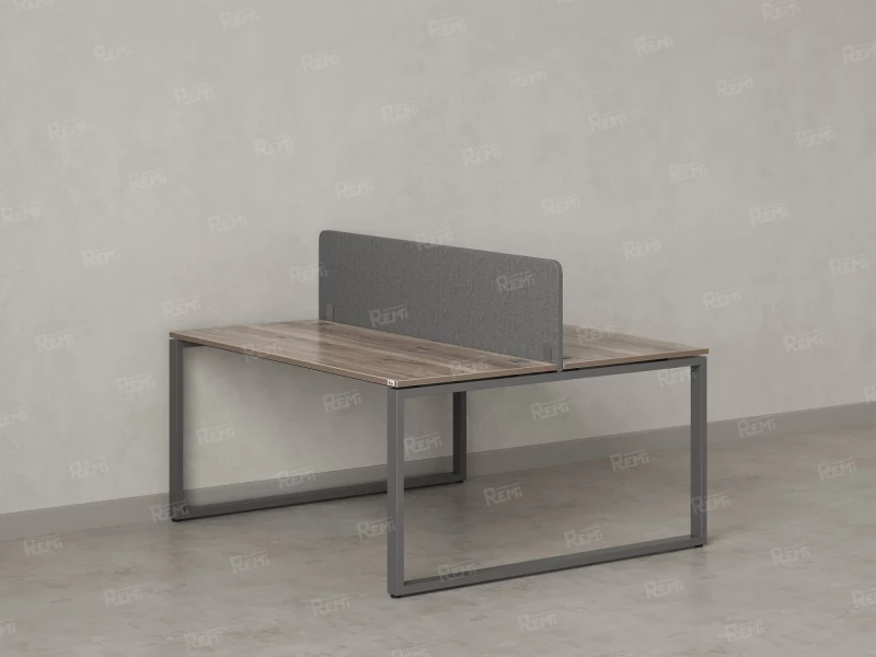 Бенч-система, 2 рабочих места, с одним тканевым экраном 1000x1200x750 RM169-1-10x12 Дуб Маувелла/Серый