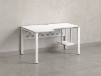Стол угловой, экран металл, П-опора, левый 1600x900/1200x750, RM059-16x9-12 Белый/Белый