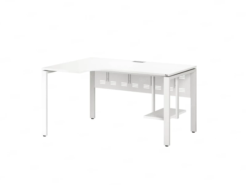 Стол угловой, экран металл, П-опора, левый 1600x900/1200x750, RM059-16x9-12 Белый/Белый