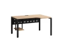 Стол угловой, экран металл, П-опора, правый 1800x600/900x750, RM058-18x6-9 Вяз Швейцарский светлый/Черный