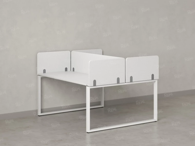 Бенч-система, 2 рабочих места, 5 тканевых экранов 1200x1400x750 RM169-3-12x14 Белый/Белый