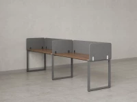 Бенч-система в 1 ряд, 2 рабочих места 5 тканевых экранов 2700x700x750 RM168-1-27x7 Дуб Юстус/Серый
