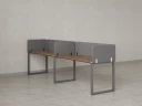 Бенч-система в 1 ряд, 2 рабочих места 5 тканевых экранов 2700x700x750 RM168-1-27x7 Дуб Юстус/Серый