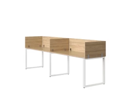 Бенч-система в 1 ряд, 2 рабочих места 5 ЛДСП экранов 2700x600x750 RM168-2-27x6 Вяз Швейцарский светлый/Белый