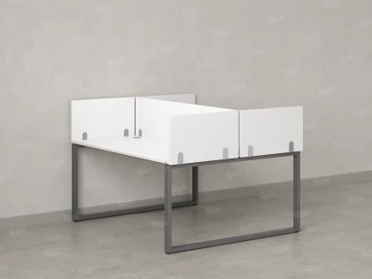 Бенч-система, 2 рабочих места, 5 ЛДСП экранов 1600x1200x750 RM169-4-16x12 Белый/Серый