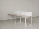 Бенч-система в 1 ряд, 2 рабочих места 2 тканевых экранов 2400x700x750 RM168-3-24x7 Дуб Маувелла/Белый