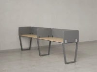 Бенч-система в 1 ряд, 2 рабочих места 5 тканевых экранов 2000x700x750 RM174-1-20x7 Вяз Швейцарский светлый/Серый