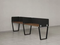 Бенч-система в 1 ряд, 2 рабочих места 5 тканевых экранов 2700x700x750 RM174-1-27x7 Дуб Юстус/Черный