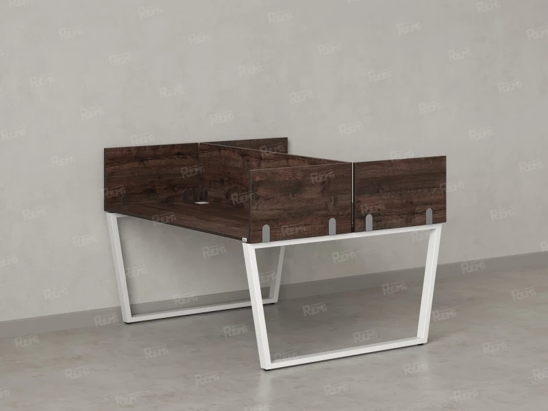 Бенч-система, 2 рабочих места, 5 ЛДСП экранов 1000x1600x750 RM172-4-10x16 Дуб Апрельский шоколад/Белый