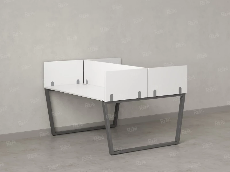 Бенч-система, 2 рабочих места, 5 ЛДСП экранов 1600x1200x750 RM172-4-16x12 Белый/Серый