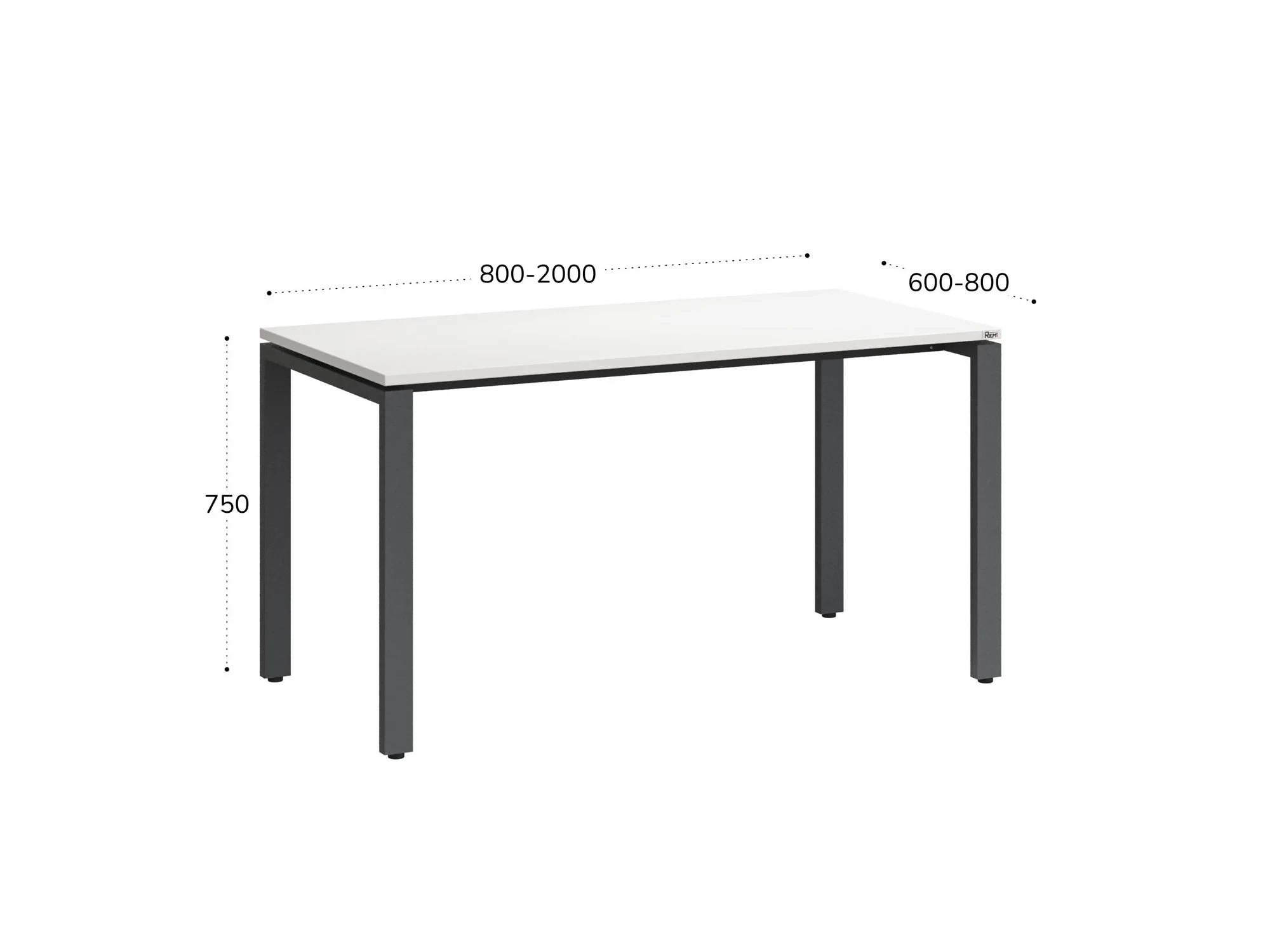 Стол прямой на П-образных опорах 800x700x750 RM001-8x7 Белый/Серый