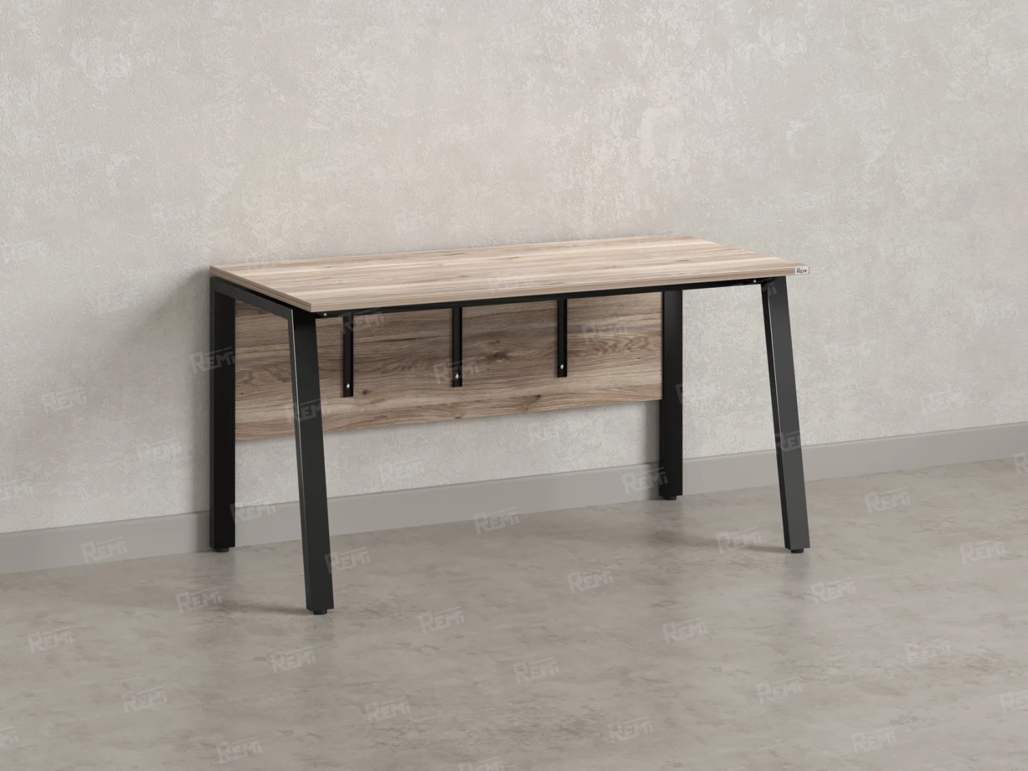 Стол прямой, Л-опора, экран ЛДСП,парящая стол-ца 1200x600x750 RM009-12x6 Дуб Маувелла/Черный