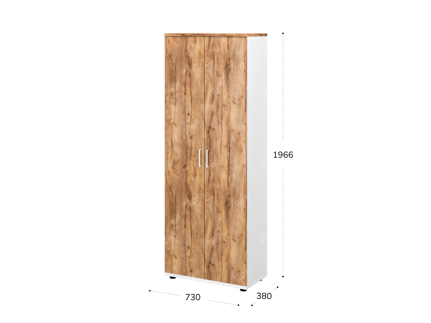 Шкаф закрытый 730x380x1966 RTD054 Таксония медовая/Белый. Серия Тандем / Tandem. Серия Тандем / Tandem