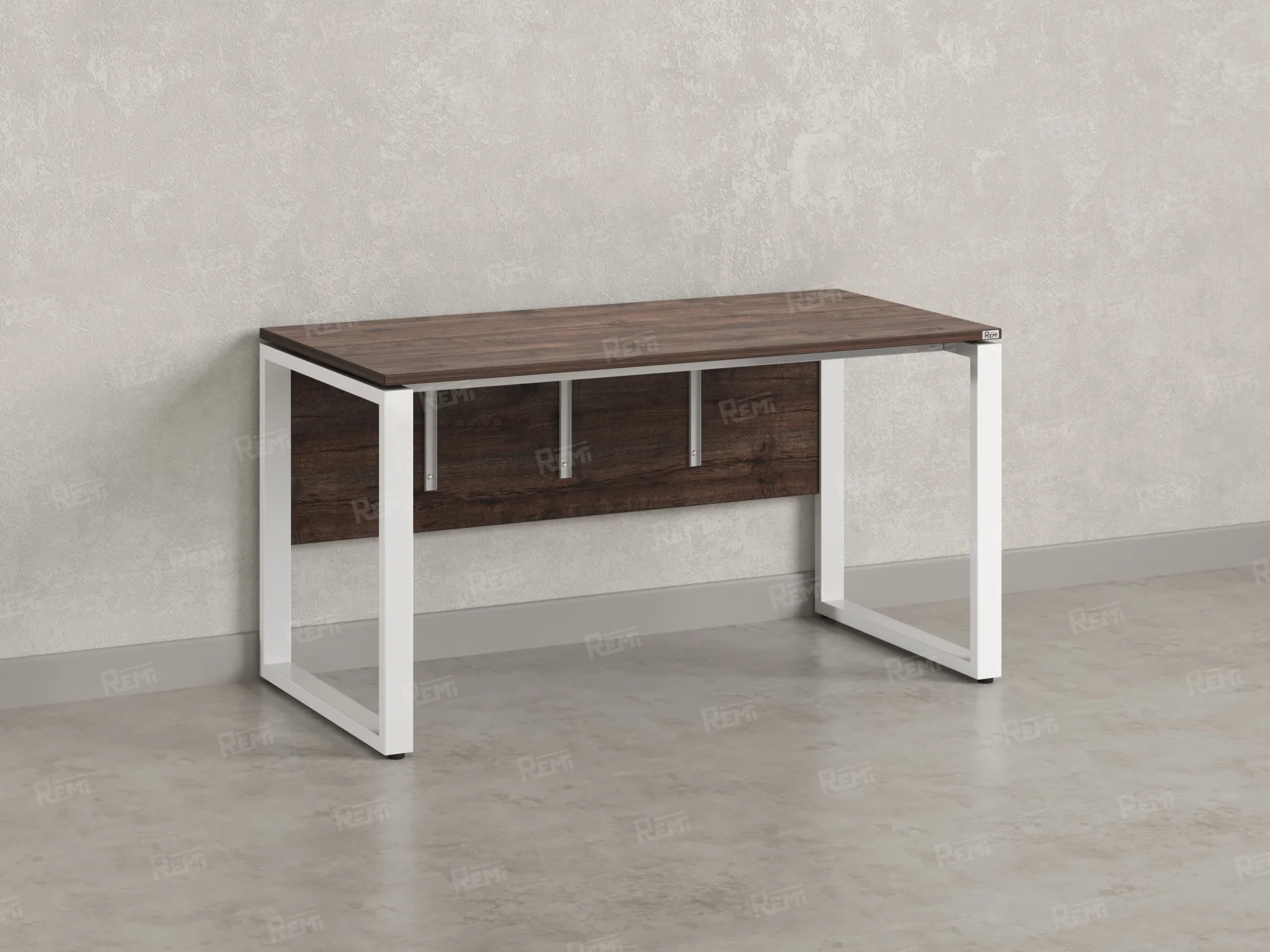 Стол прямой, О-опоры, экран ЛДСП,парящая стол-ца 1600x600x750 RM008-16x6 Дуб Апрельский шоколад/Белый