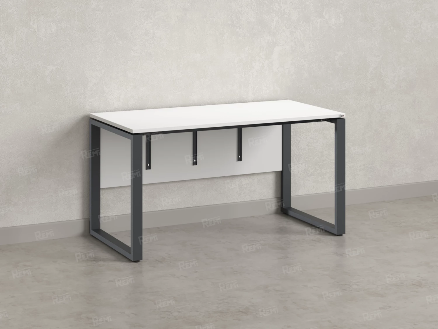 Стол прямой, О-опоры, экран ЛДСП,парящая стол-ца 2000x700x750 RM008-20x7 Белый/Серый