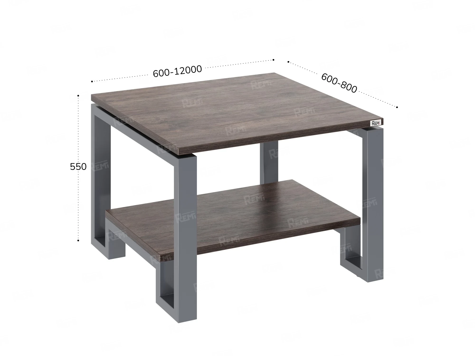 Журнальный стол с полкой 1200x600x550 RM181-12x6 Дуб Апрельский шоколад/Серый