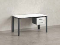 Стол прямой с подвесной тумбой 2 ящика, П-опора 1600x800x750 RM039-16x8 Белый/Серый