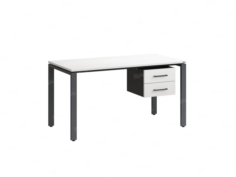 Стол прямой с подвесной тумбой 2 ящика, П-опора 1600x800x750 RM039-16x8 Белый/Серый