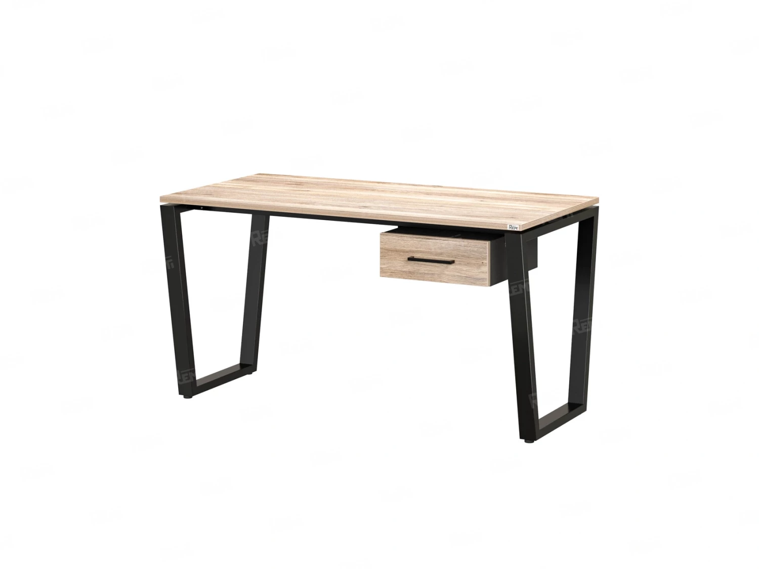 Стол прямой с подвесной тумбой, U-опора 1600x800x750 RM034-16x8 Дуб Маувелла/Черный