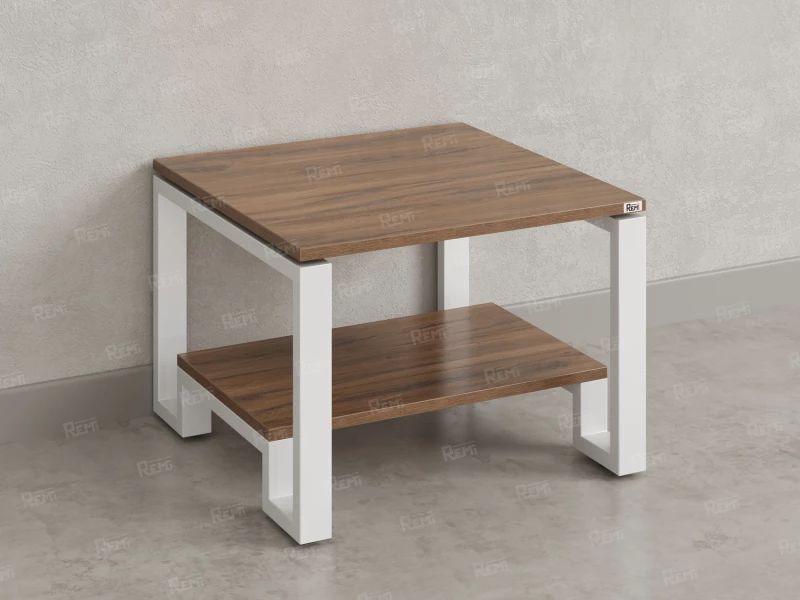 Журнальный стол с полкой 800x800x550 RM181-8x8 Дуб Юстус/Белый