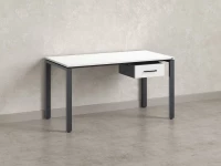 Стол прямой с подвесной тумбой, П-опора 2000x700x750 RM038-20x7 Белый/Серый