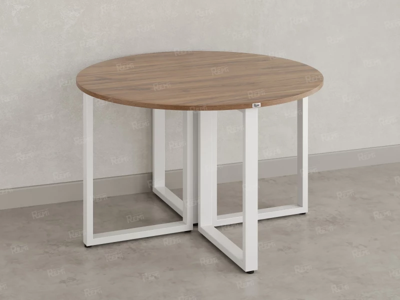 Круглый стол на О-образных опорах 1200x1200x750 RM187-12x12 Дуб Юстус/Белый