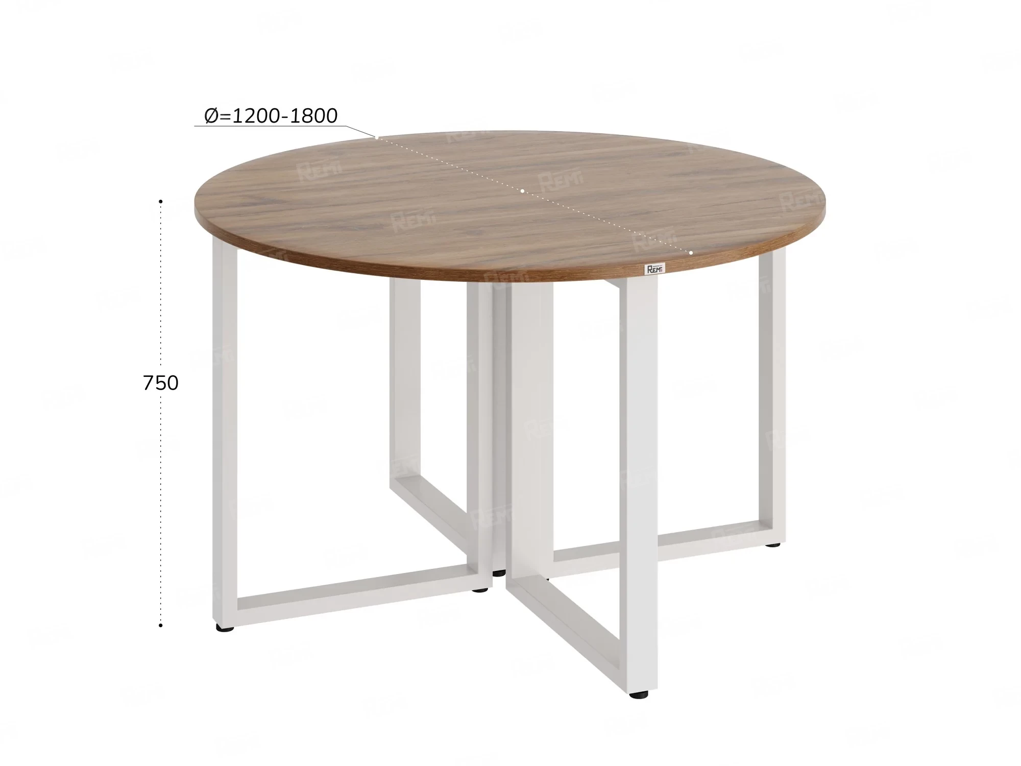 Круглый стол на О-образных опорах 1200x1200x750 RM187-12x12 Дуб Юстус/Белый