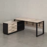 Стол прямой с тумбой L, ЛДСП экран, О-опора 1400x600x750 RM013L-14x6 Дуб Маувелла/Черный