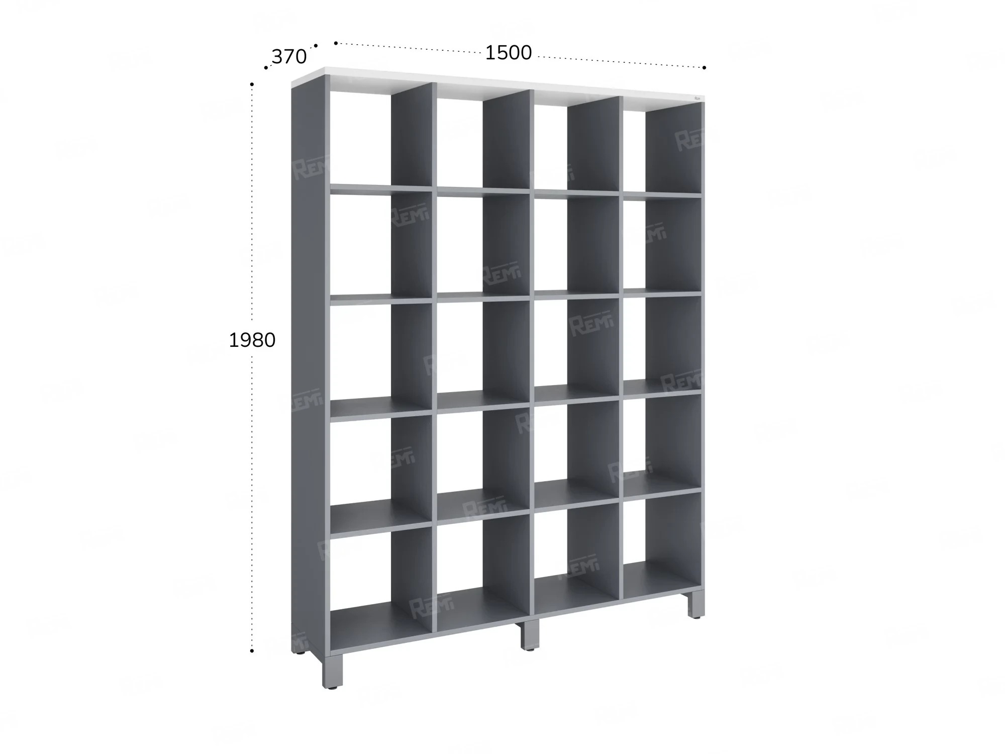 Стеллаж, 20 ячеек 1500х370х1980 RM144-150x37 Серый/Серый