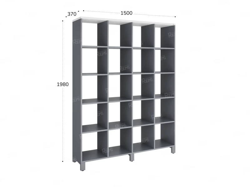 Стеллаж, 20 ячеек 1500х370х1980 RM144-150x37 Серый/Серый