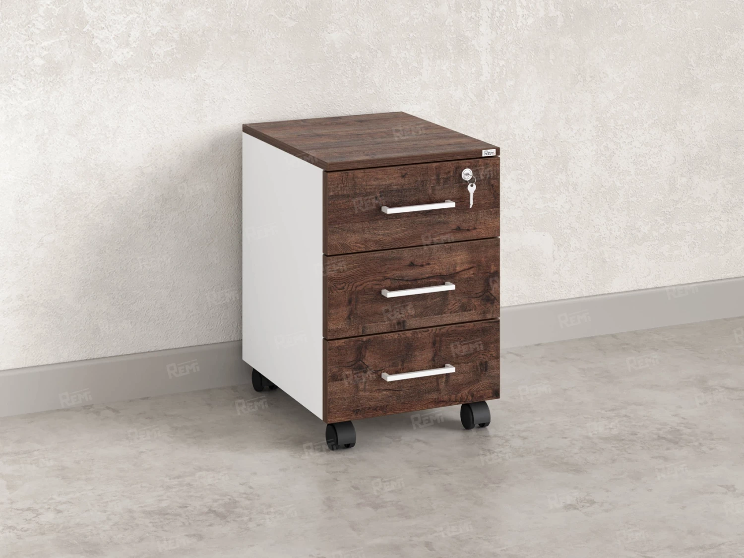 Тумба мобильная, 3 ящика 400x500x600 RM120-40x50 Дуб Апрельский шоколад/Белый