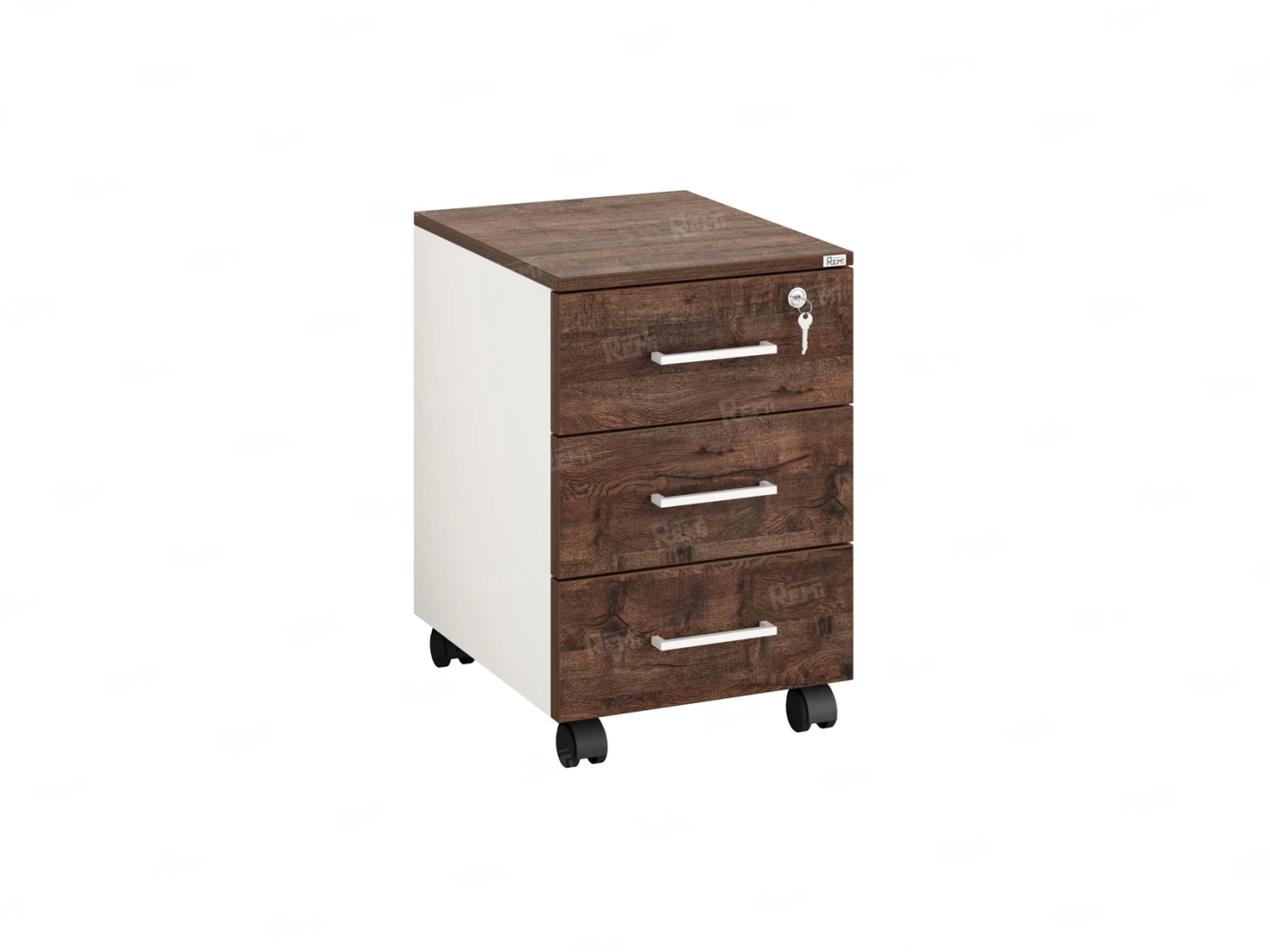 Тумба мобильная, 3 ящика 400x500x600 RM120-40x50 Дуб Апрельский шоколад/Белый