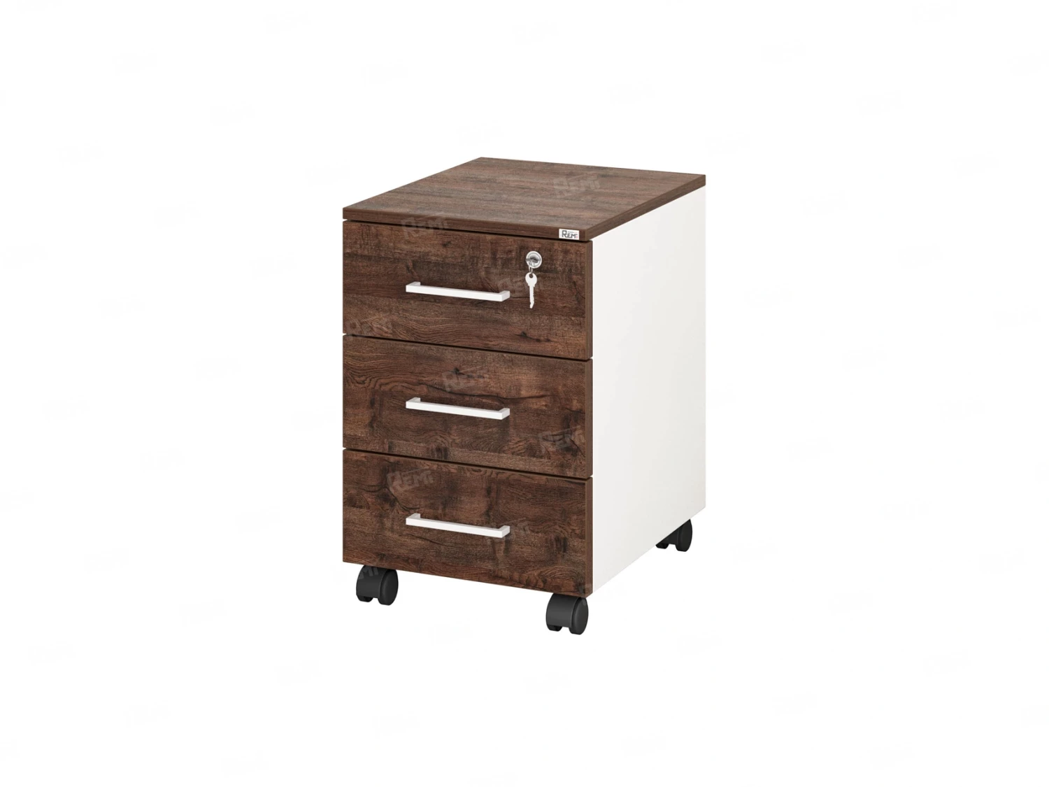 Тумба мобильная, 3 ящика 400x500x600 RM120-40x50 Дуб Апрельский шоколад/Белый