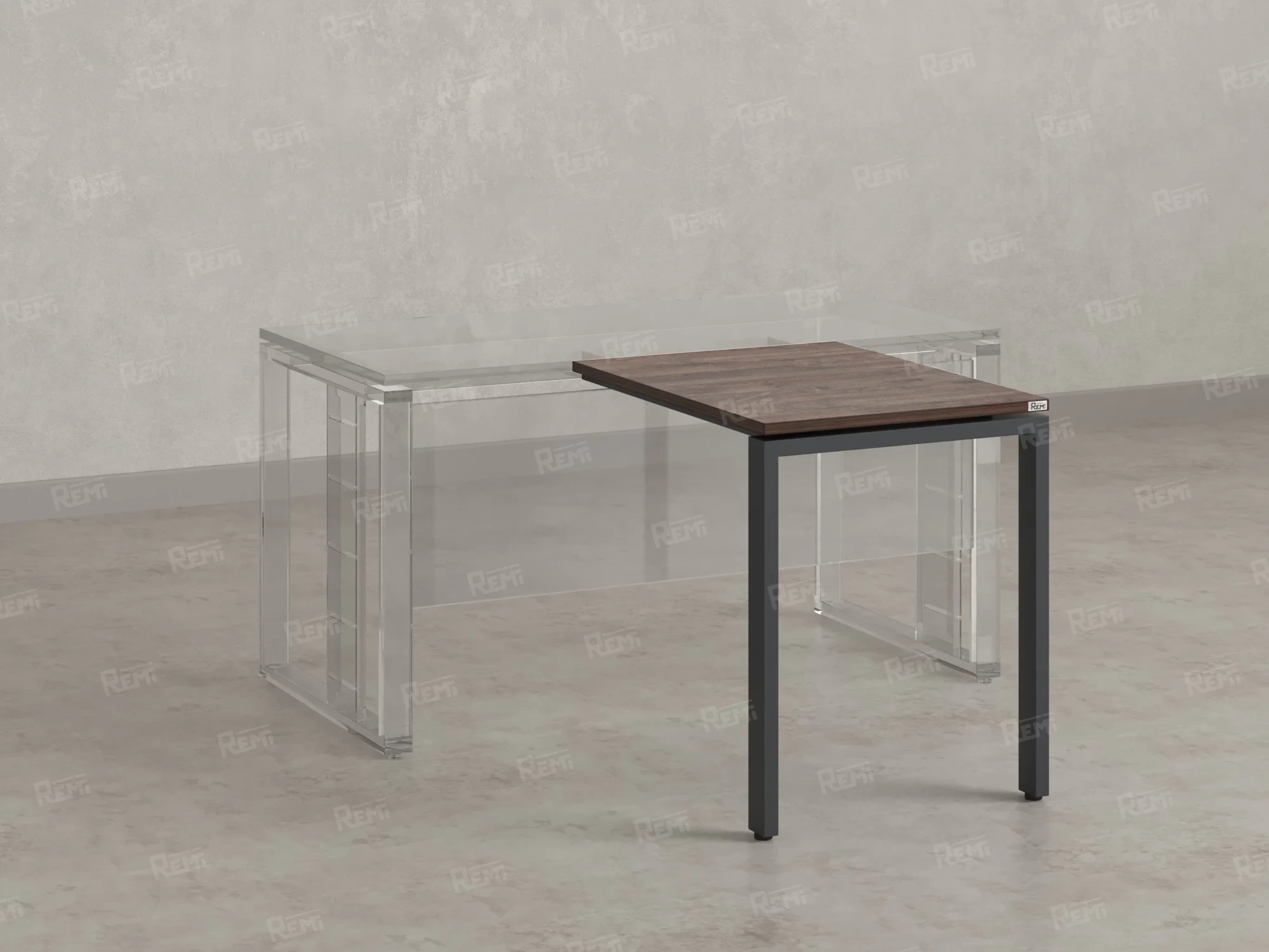 Брифинг прямой, с парящей столешнецей, на П-образном каркасе 1200x700x750 RM070-12x7 Дуб Апрельский шоколад/Серый