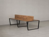 Бенч-система, 4 рабочих места, на U-образных опорах, 2 ЛДСП экранов 2000x1600x750 RM173-4-10x16 Дуб Юстус/Черный