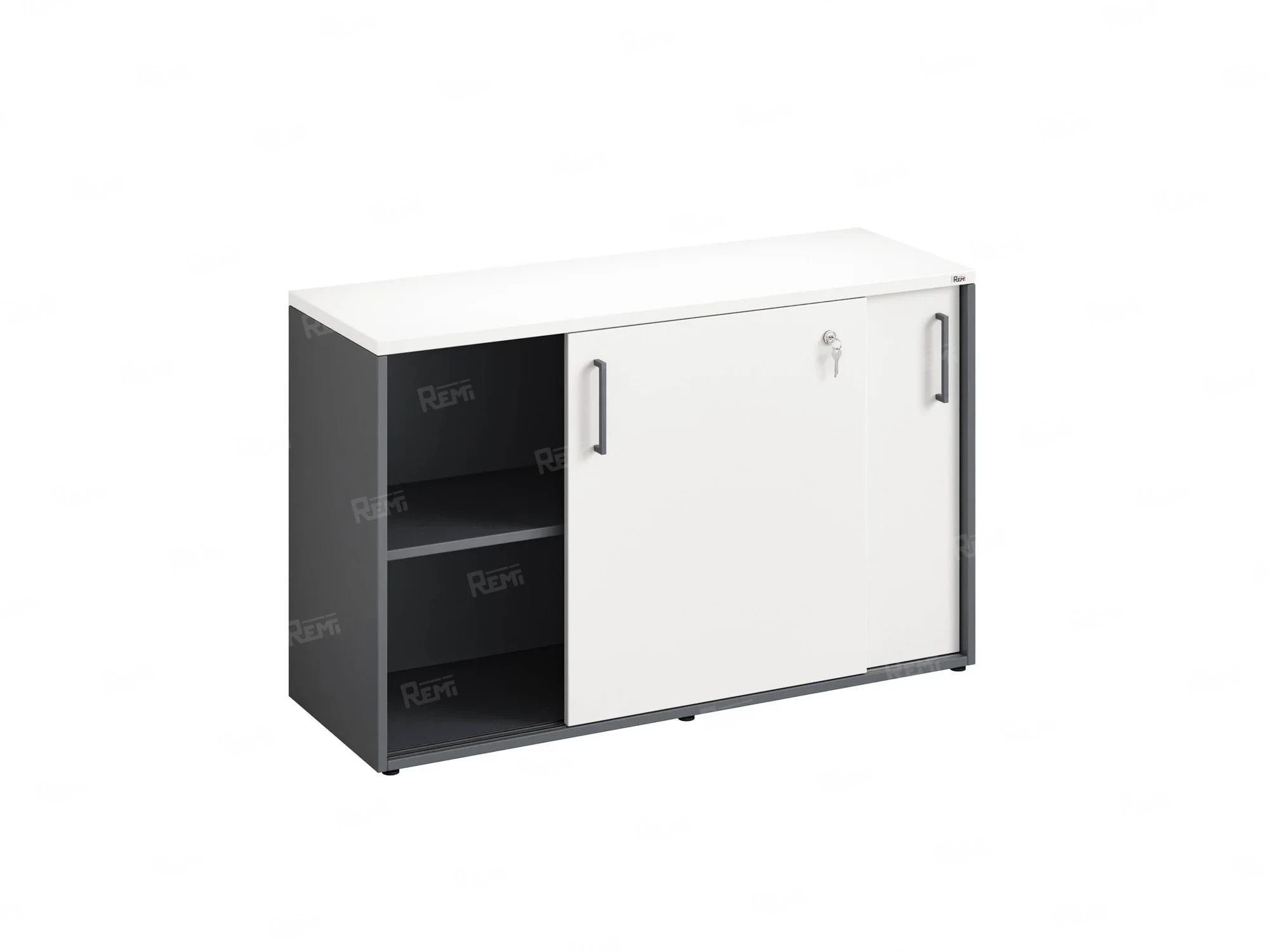 Низкий шкаф-купе на регулируемых опорах 1200x420x750 RM125-120x42 Белый/Серый