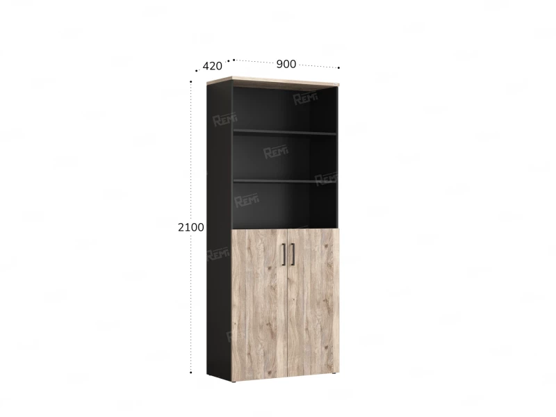 Шкаф комбинированный, регулируемые опоры, 6 уровней 900x420x2100 RM155-90x41 Дуб Маувелла/Черный