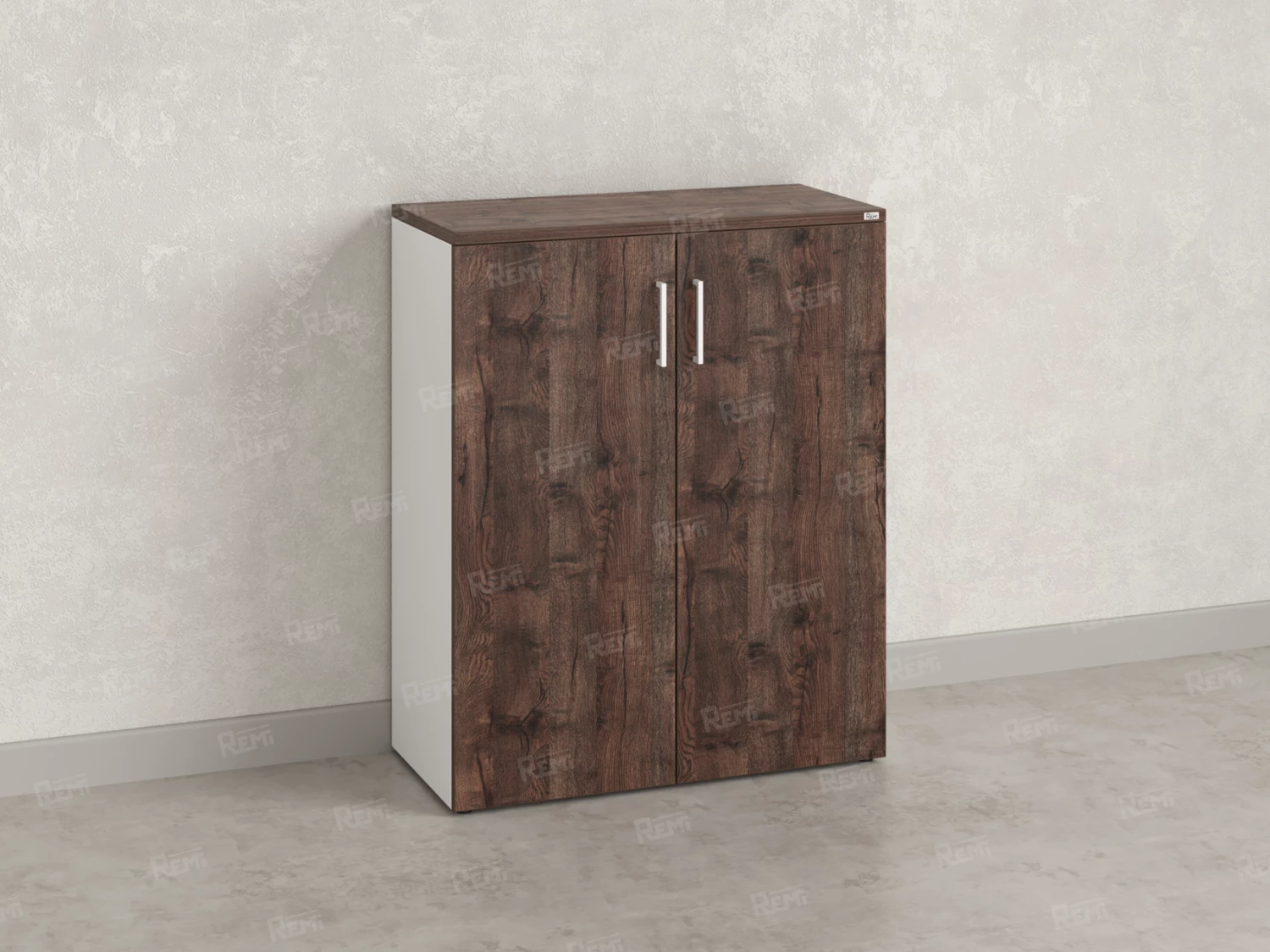 Шкаф распашной, регулируемые опоры, 3 уровня 900x420x1100 RM150-90x42 Дуб Апрельский шоколад/Белый