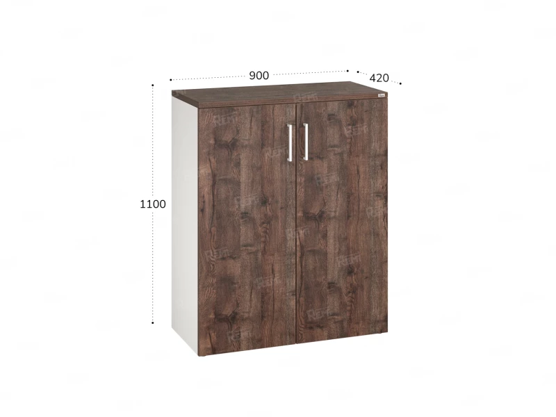 Шкаф распашной, регулируемые опоры, 3 уровня 900x420x1100 RM150-90x42 Дуб Апрельский шоколад/Белый