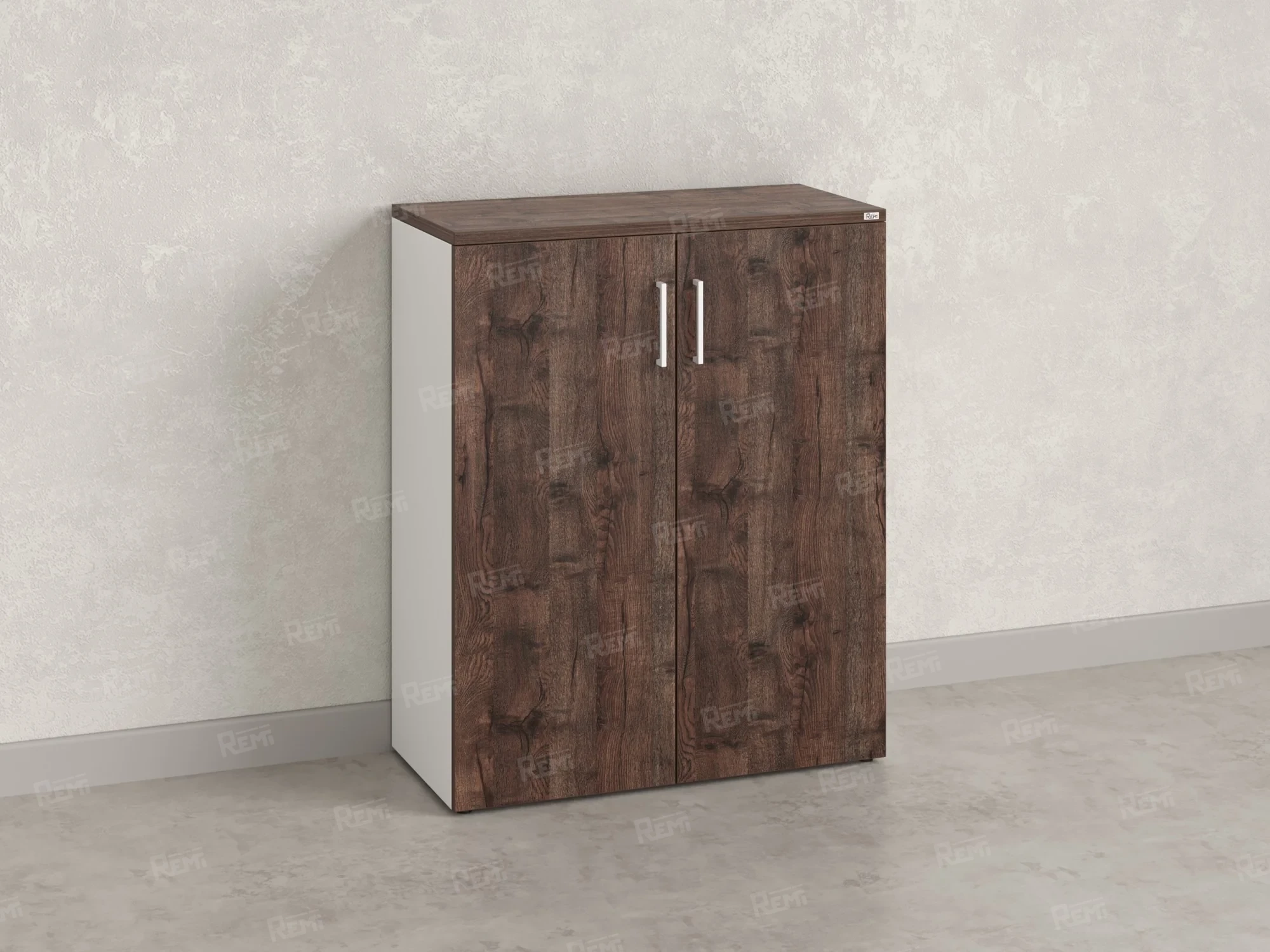 Шкаф распашной, регулируемые опоры, 3 уровня 900x420x1100 RM150-90x42 Дуб Апрельский шоколад/Белый